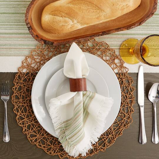 DII® 20" x 20" Fringed Striped Napkins